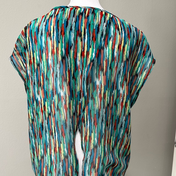 Trouvé sheer multi color open back shirt Size Small - Picture 3 of 4
